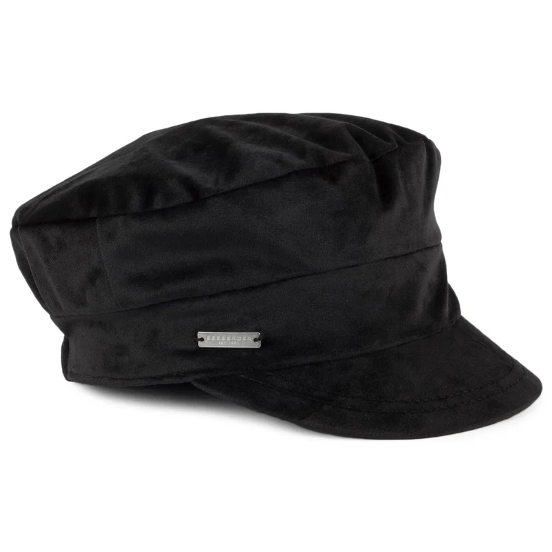 Seeberger Samt aus Samt Schiffermütze aus Polyester - Schwarz