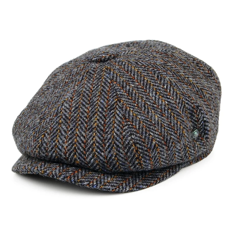City Sport Deep Fit HARRIS TWEED Ballonmütze mit Fischgrätmuster - Grau-Bronze