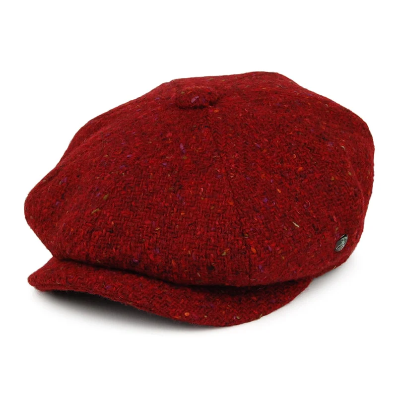 City Sport Deep Fit Donegal Tweed Ballonmütze aus Marl Tweed - Weinrot