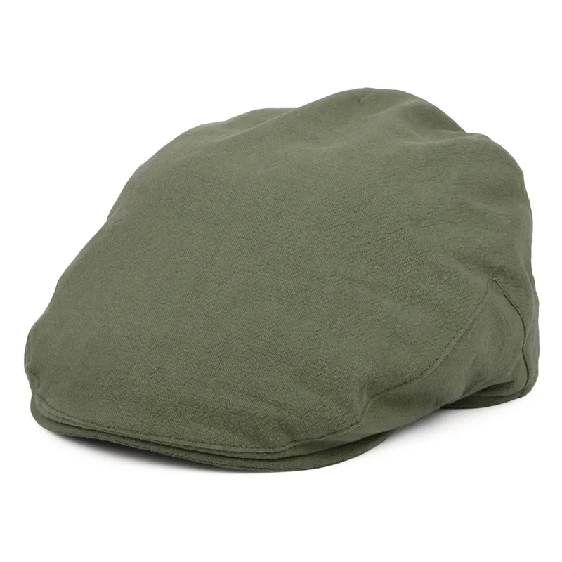 Christys Skye Balmoral Schiebermütze aus schwerem Leinen - Khaki