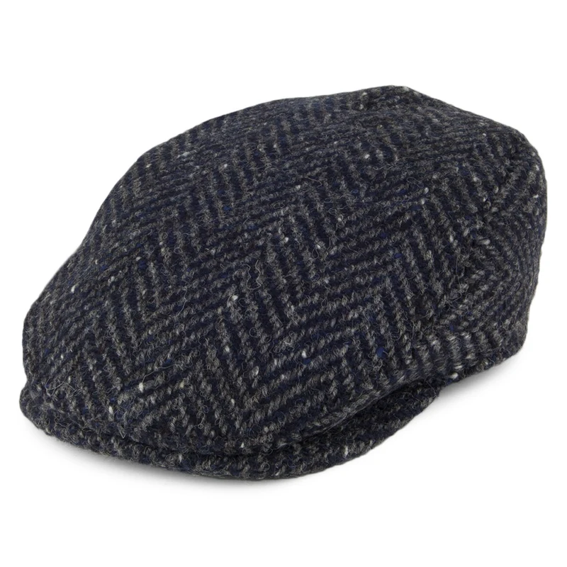 Failsworth Longford Donegal Tweed Schiebermütze - Marineblau-Grau