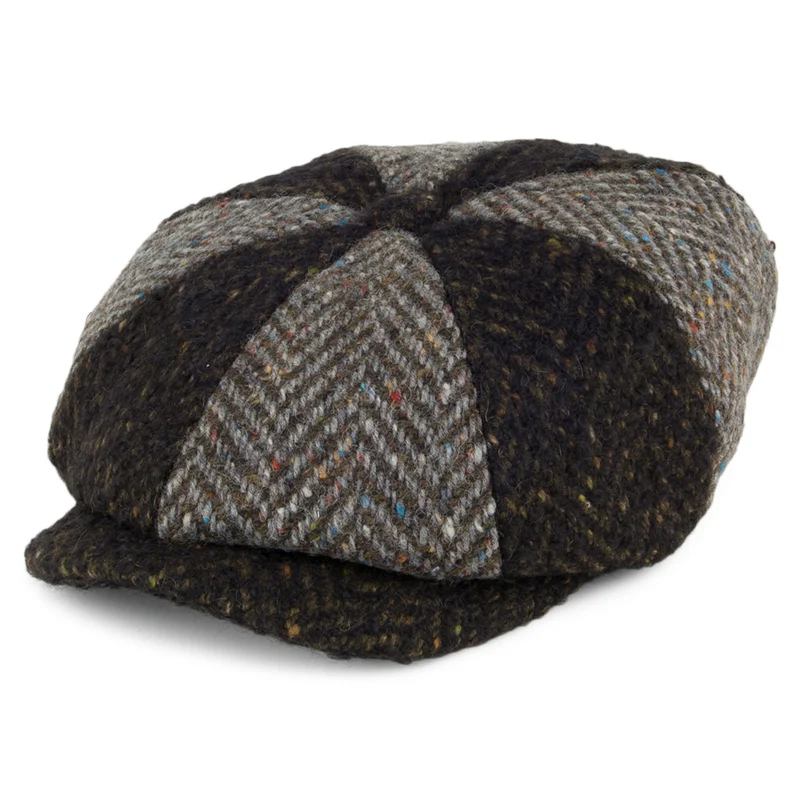 Failsworth Magee Ballonmütze aus Donegal Tweed Wolle - Grün-Grau