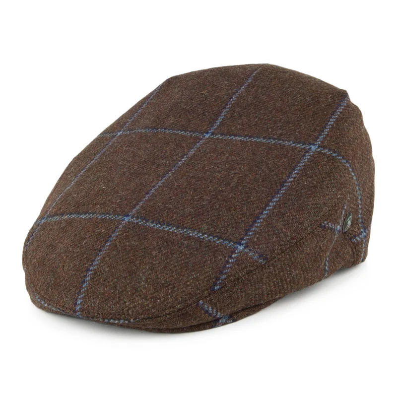 City Sport Schiebermütze Windowpane aus Schurwolle - Braun