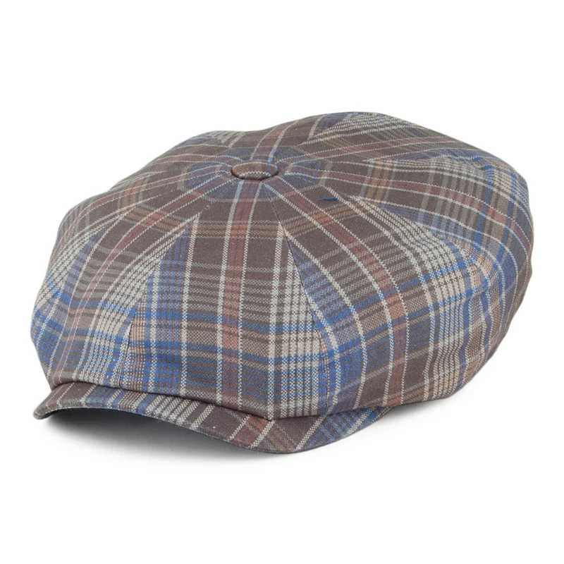 Stetson Karo Ballonmütze - Blau-Grau