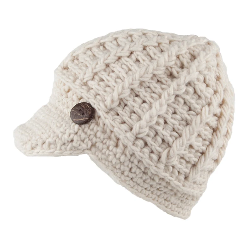 Scala Letizia Gestrickte Schirm Beanie Mütze - Elfenbein