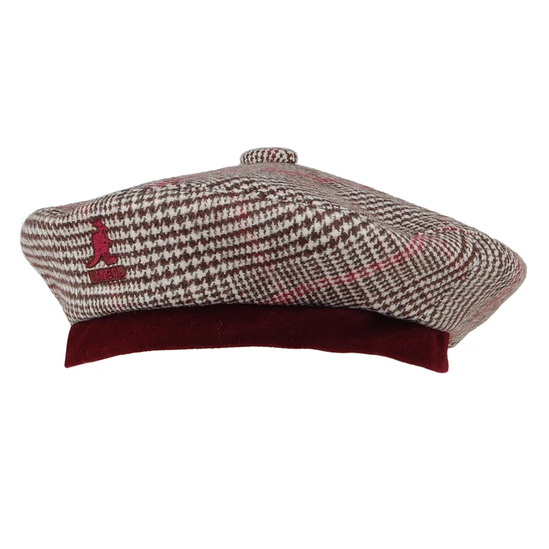 Kangol Show your Teeth Baskenmütze mit Schottenkaro - Braun-Creme