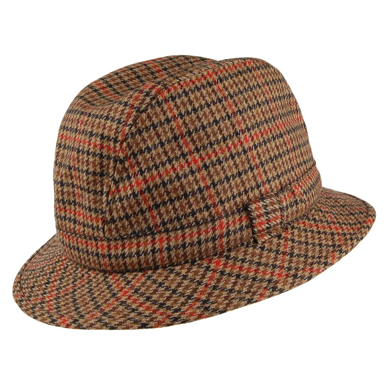 City Sport Packbarer Hahnentritt Trilby Hut aus Kaschmir - Braun-Multi