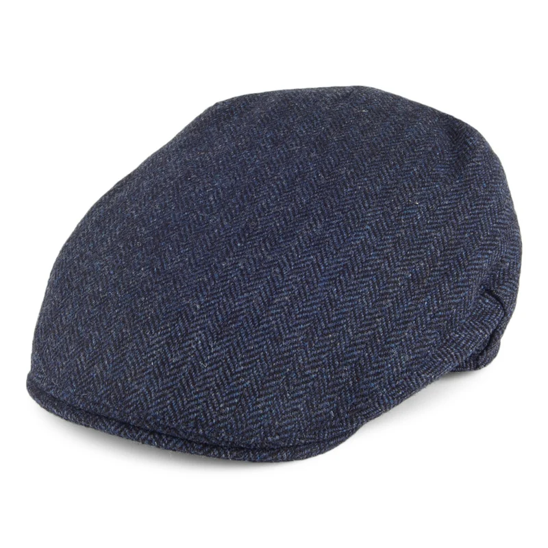 Christys Balmoral Country Tweed Schiebermütze mit Fischgrätmuster - Marineblau