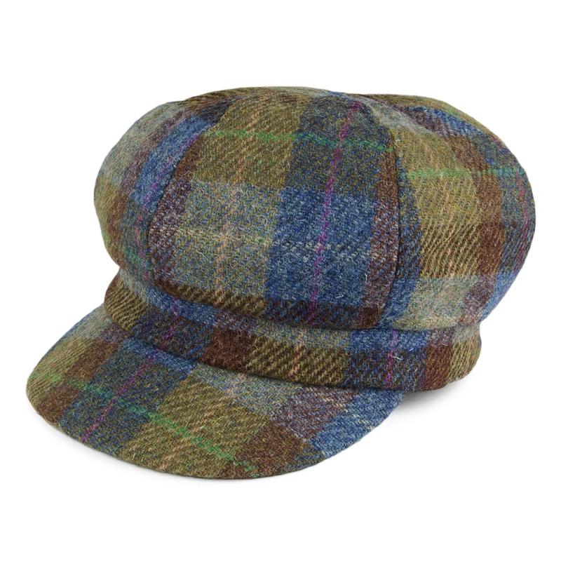 Failsworth Gabby HARRIS TWEED Bakerboy Ballonmütze - Blau-Grün