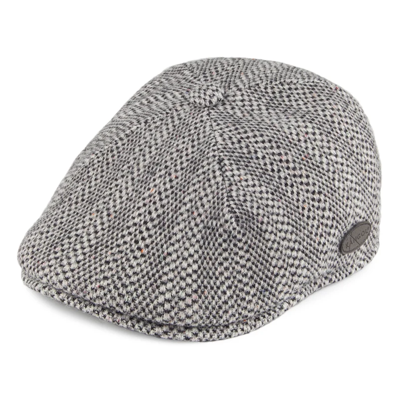 Kangol 507 Schiebermütze in Fischgrätmuster - Grau-Schwarz