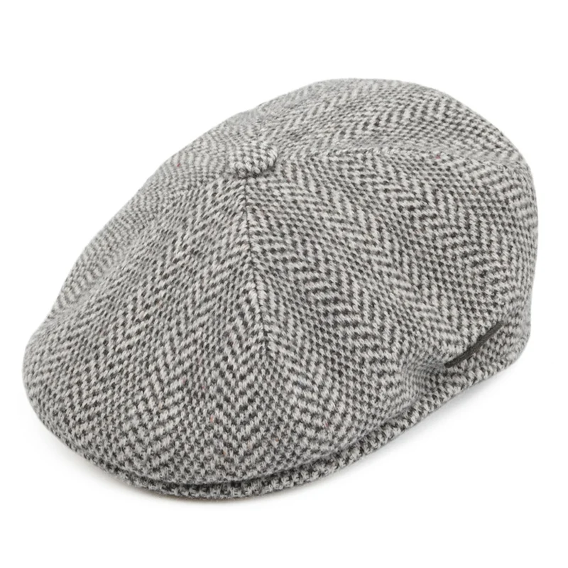 Kangol Schiebermütze in Fischgrätmuster - Grau