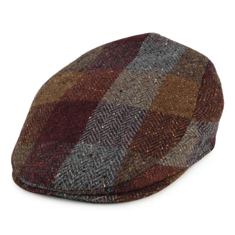 City Sport Patch Donegal Tweed Schiebermütze - Braun-Burgunderrot