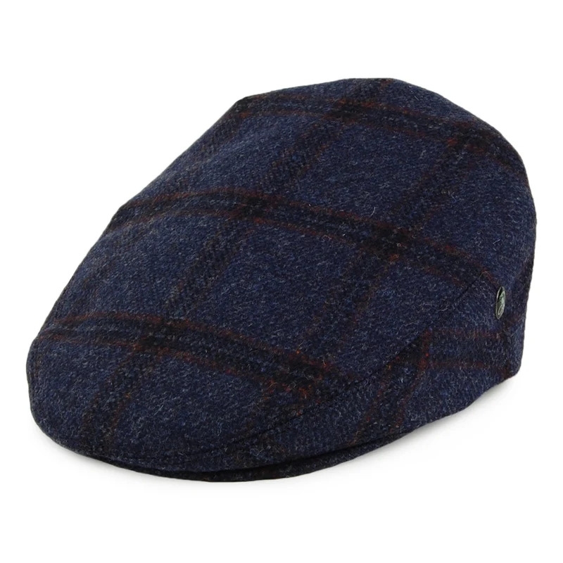 City Sport Schiebermütze Windowpane aus Schurwolle - Blau