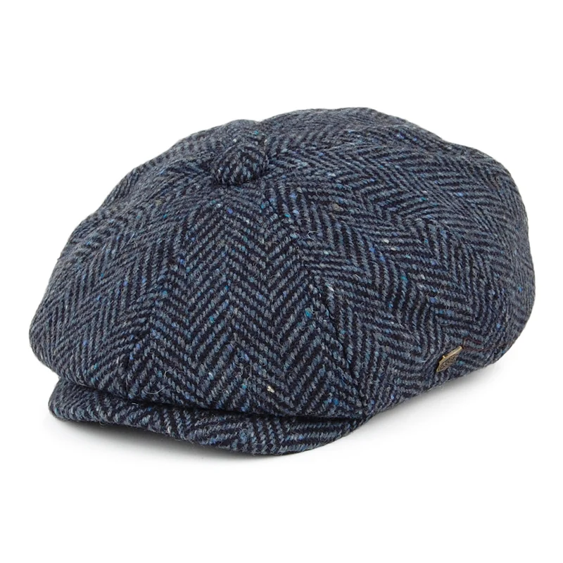 Failsworth Malmo Ballonmütze mit Fischgrätmuster aus Donegal Tweed - Blau-Multi
