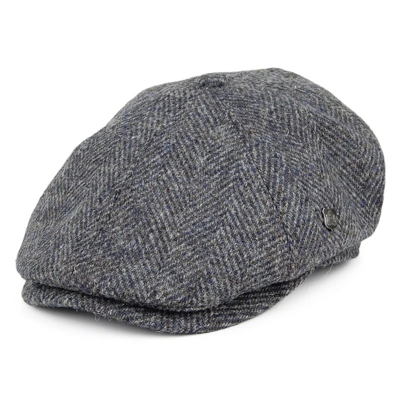 Failsworth Hudson HARRIS TWEED Ballonmütze mit Fischgrätmuster - Blau-Grau
