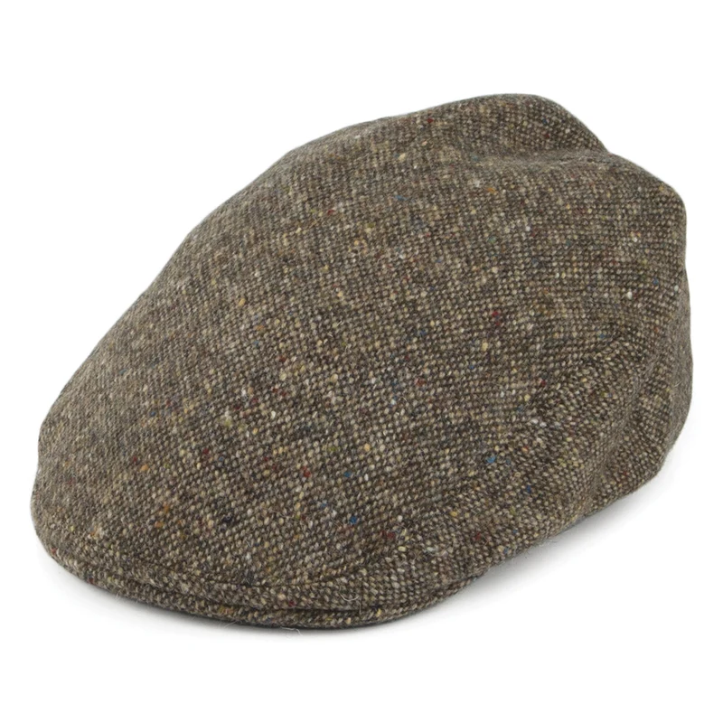Olney Hereford Schiebermütze aus reiner Tweed Wolle - Braun