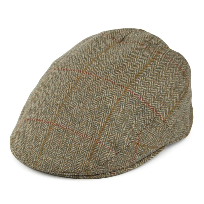 Olney Kinloch Saxony Tweed Schiebermütze - Dunkelgrün