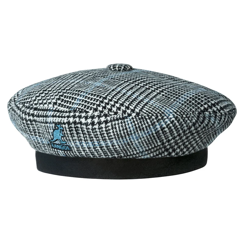 Kangol Show your Teeth Baskenmütze mit Schottenkaro - Schwarz-Blau