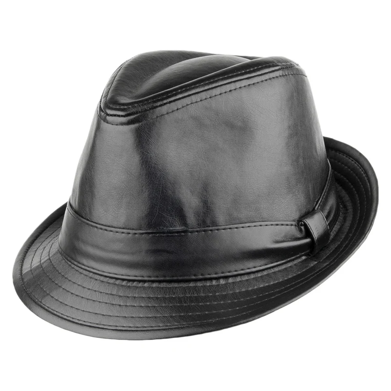 Dorfman-Pacific II Trilby Hut aus Kunstleder - Schwarz