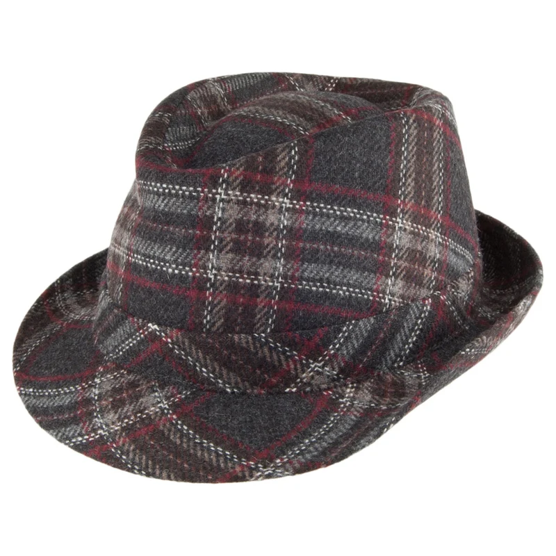 Crambes Fensterkaro-Muster Trilby Hut - Anthrazit