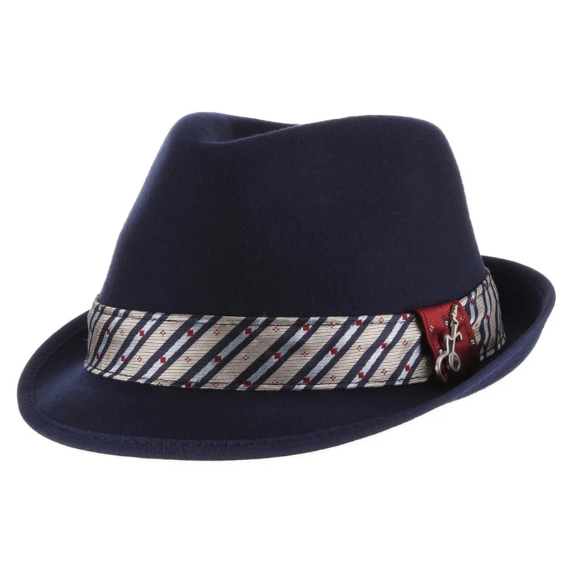 Carlos Santana Notes Knautschbarer Trilby Hut aus Wollfilz - Königsblau