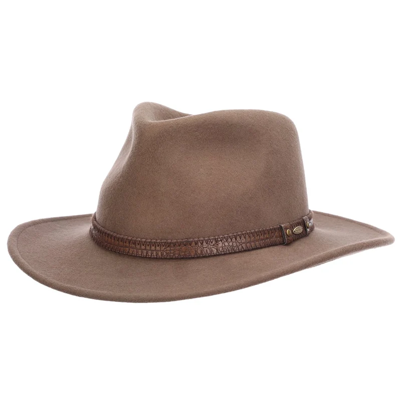Scala Rosebery knautschbar wasserabweisend Outback Hut aus Wollfilz - Khaki