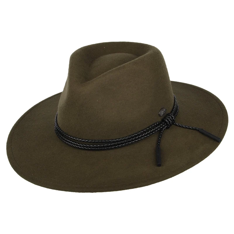 Bailey Piston Fedora Hut aus Wollfilz - Olivgrün