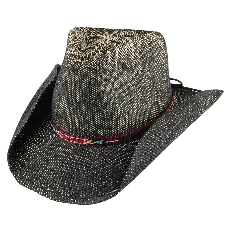 Dorfman Pacific Amarillo Western Cowboy Hut aus Toyo Stroh - Schwarz