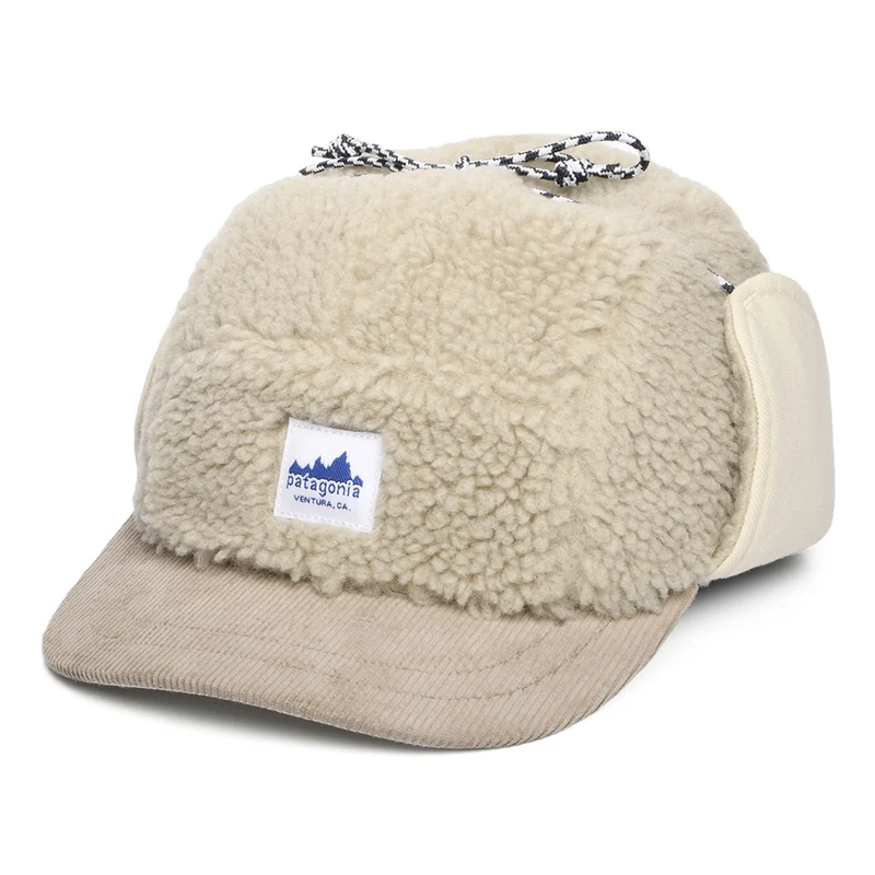 Patagonia Range Pile Fleece 5 Paneelen Cap mit Ohrenklappen - Beige
