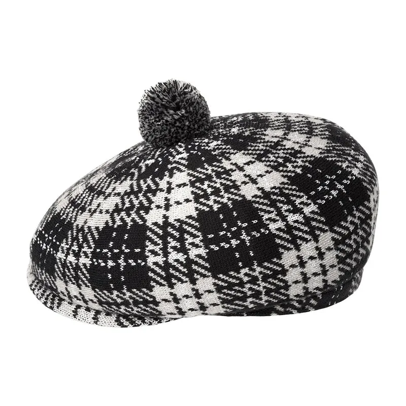Kangol New Heritage Schiebermütze Mit Bommel - Schwarz-Grau