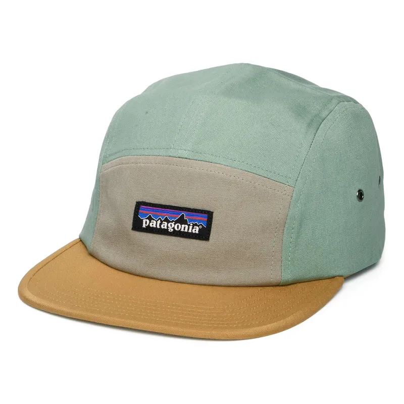 Patagonia P-6 Label Maclure 5 Paneelen Cap aus organischer Baumwolle - Taupe-Senfgelb-Minzgrün