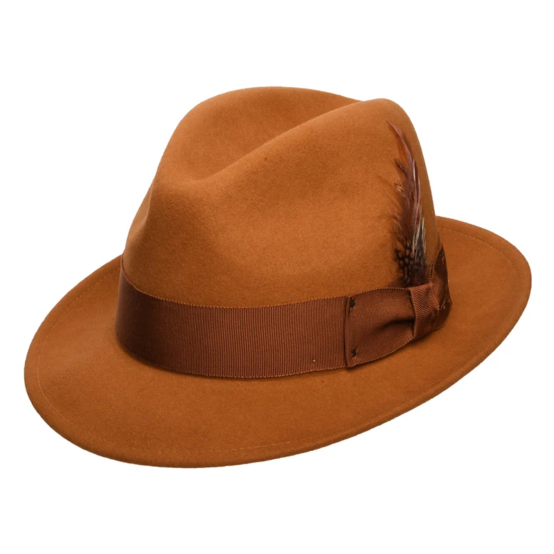 Bailey Blixen Knautschbarer Wasserabweisende Fedora Hut aus Wollfilz - Bernsteingelb
