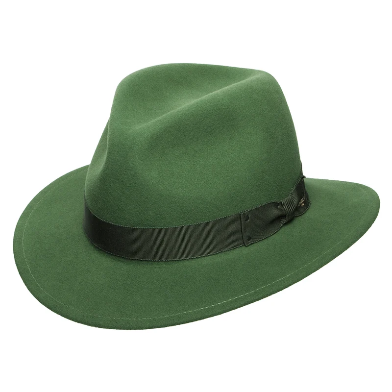 Bailey Curtis Knautschbarer Wasserabweisende Fedora Hut aus Wollfilz - Helles Waldgrün