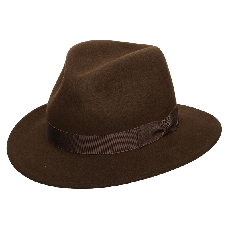 Bailey Curtis Knautschbarer Wasserabweisende Fedora Hut aus Wollfilz - Braun