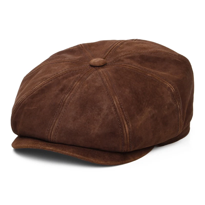 Stetson Hatteras Ballonmütze Distressed aus Leder - Cognac