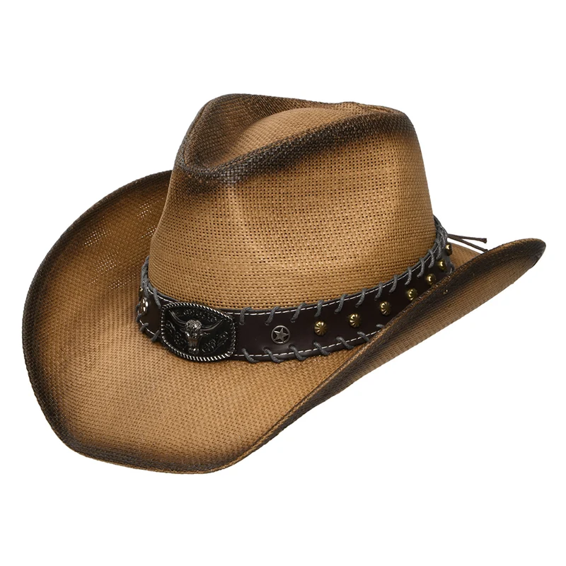 Dorfman Pacific Chet Western Cowboy Hut aus Mattem Toyostroh - Whisky