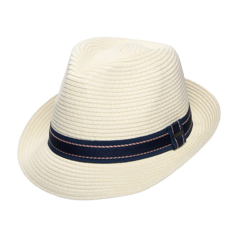 Dorfman Pacific Wiseguy Knautschbarer Trilby Hut aus Toyo Stroh - Elfenbein