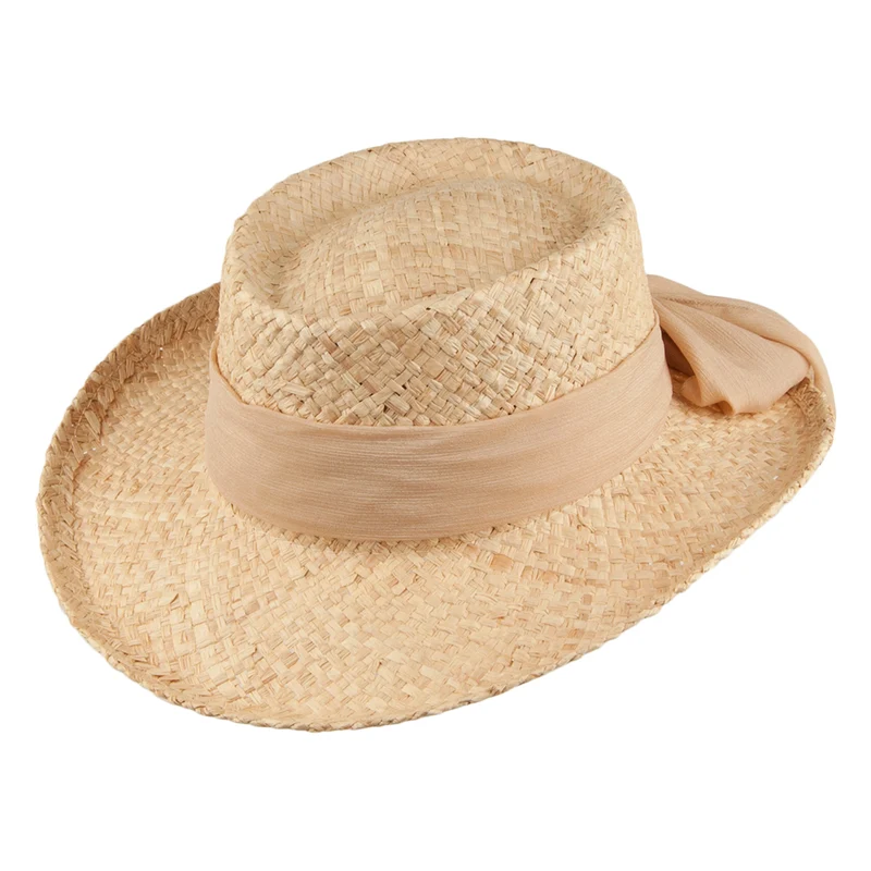 Scala Gambler Hut aus Raffia mit Schleife - Natur-Natur
