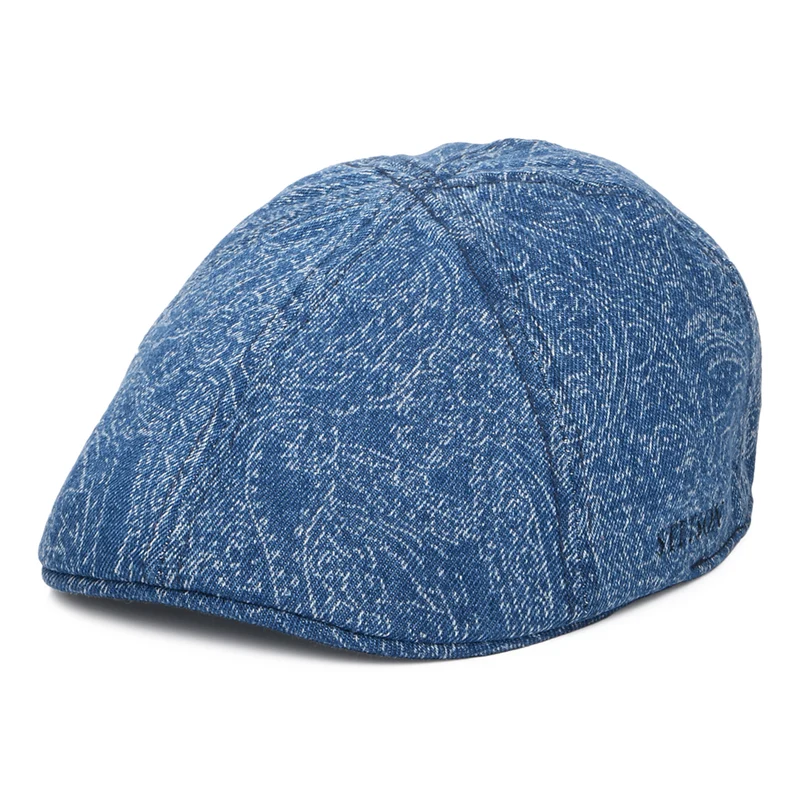 Stetson Texas Duckbill Denim Schiebermütze mit Paisleymuster - Blau