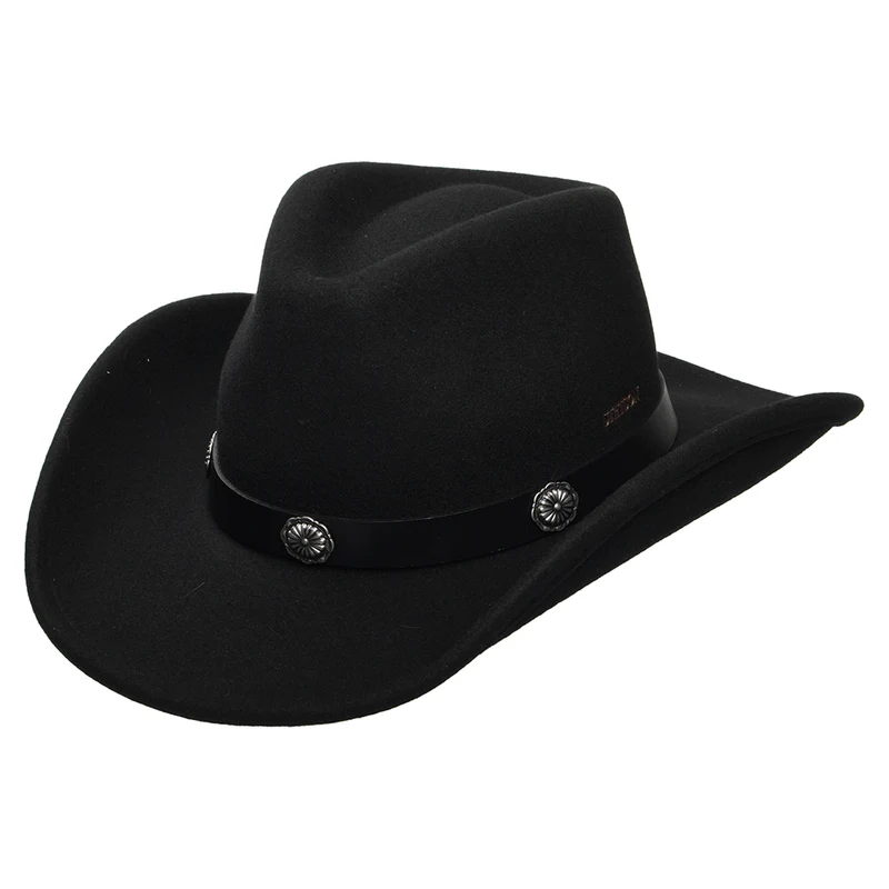 Stetson Tamalo Knautschbarer Wasserabweisende Cowboy Hut aus Wollfilz - Schwarz