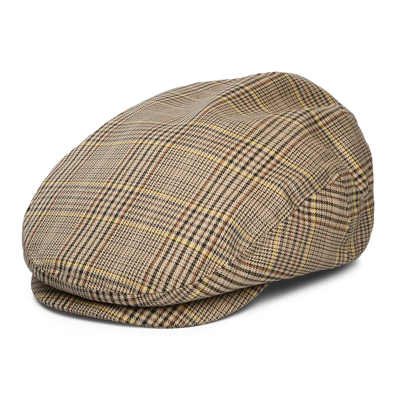 Brixton Hooligan Leichtgewicht Schiebermütze Houndstooth - Hellbraun-Braun-Rostrot