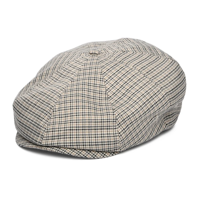 Brixton Brood II Leichtgewicht Ballonmütze Houndstooth - Cremeweiß-Schwarz-Grau