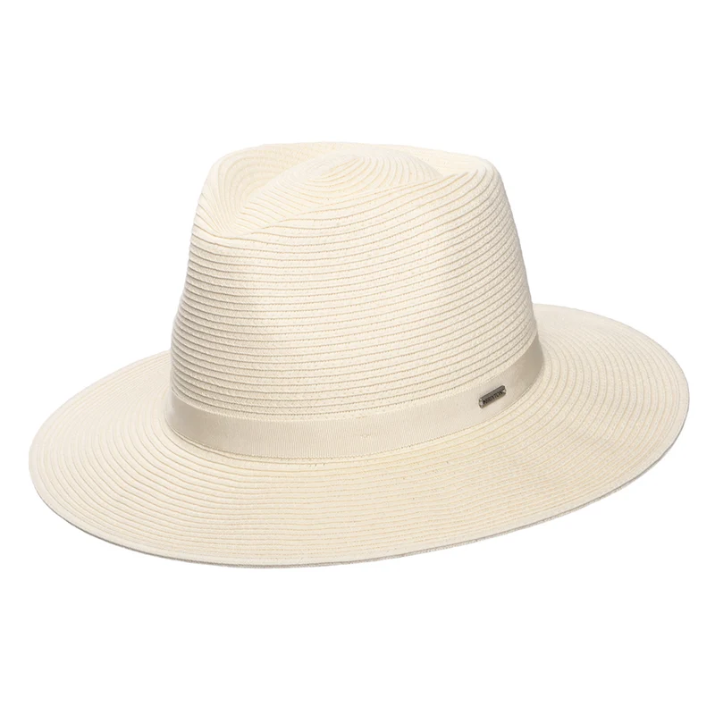 Brixton Carolina Knautschbarer Fedora Hut aus Toyo Stroh - Creme