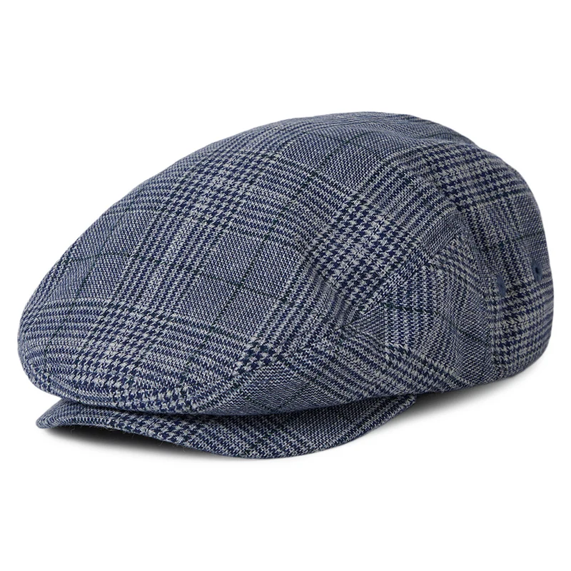 Brixton Hooligan Leichtgewicht Schiebermütze Houndstooth - Blau-Cremeweiß