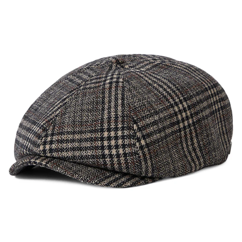 Brixton Brood II Ballonmütze mit Schottenkaro - Khaki-Braun