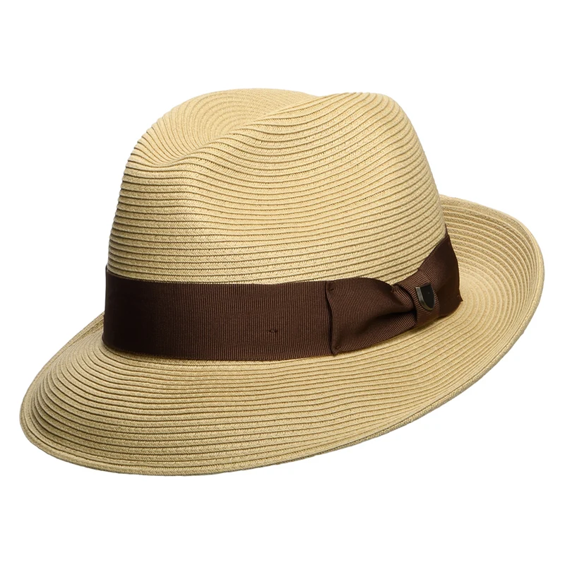 Brixton Horton Convertabrim Knautschbarer Fedora Hut aus Toyo Stroh - Dunkles Beige