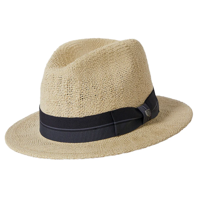 Brixton Roma Fedora Hut aus Toyo Stroh - Natur-Schwarz