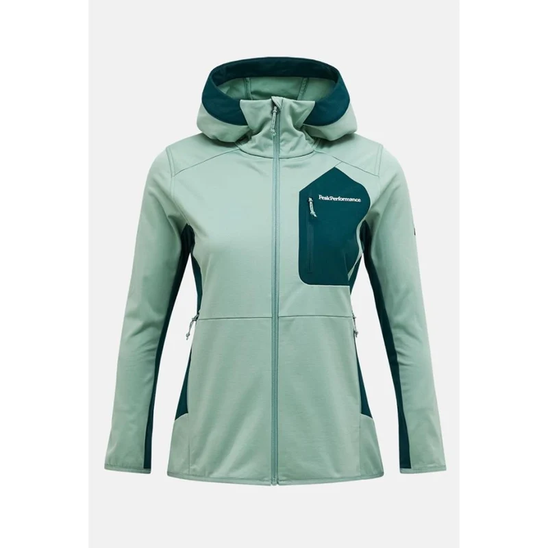 Peak Performance W Ultility Light Zip Hood green valley ponderosa pine Damen Powerstretch Jacke