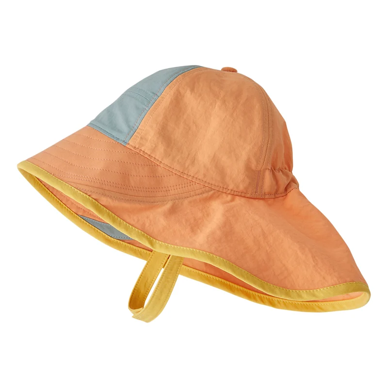 Patagonia Baby Block-the-Sun Sonnenhut - Pfirsich-Blaugrau-Gelb