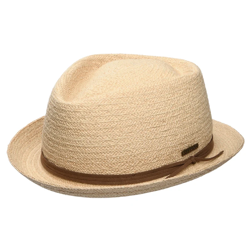 Stetson Diamond Crown Pork Pie Hut aus Raffia-Stroh - Natur